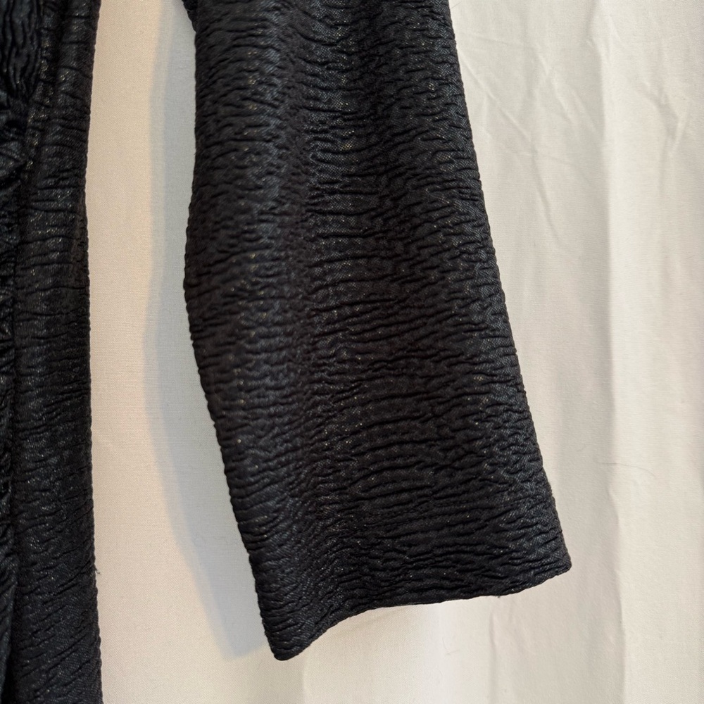 David Meister Black Ruched Beaded Cocktail Dress Long Sleeve Size 10 - Picture 8 of 12